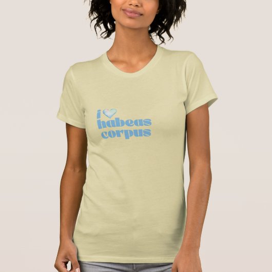 クリーム地にブルーの人身保護令状が好き Tシャツ (正面)