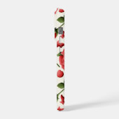 クリーム地にロマンティックな赤バラと植物の花 iPhoneケース (左側面)