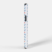 クリーム地に青と赤の抽象的なシームレスパターン iPhoneケース (右側面)