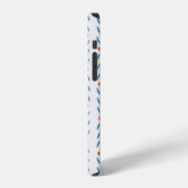 クリーム地に青と赤の抽象的なシームレスパターン iPhoneケース (左側面)