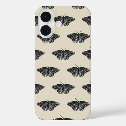 クリーム地に黒い蝶のギラギラ柄 Case-Mate iPhoneケース (裏面)