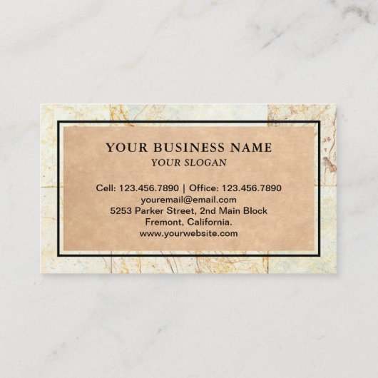 クリーム大理石浴室床タイルインストーラ 名刺 (裏面)