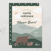 クリーム我々は良く待つことができるママ熊ベイビーシャワー 招待状 (正面/裏面)