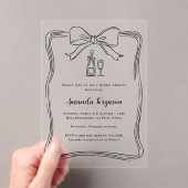 クリーム手引き弓プロセッコ澄んブライダルシャワー アクリル招待状 (インサイチュ (ポータブル))