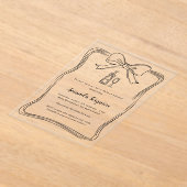 クリーム手引き弓プロセッコ澄んブライダルシャワー アクリル招待状 (レイダウン)