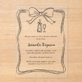 クリーム手引き弓プロセッコ澄んブライダルシャワー アクリル招待状 (正面)