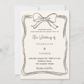 クリーム手引き弓結婚の 招待状 (正面)