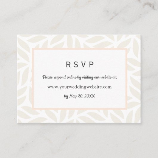 クリーム抽象芸術の葉ウェディングRSVPオンラインウェブサイト 名刺 (正面)