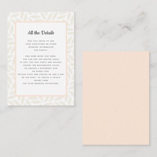 クリーム抽象芸術結婚の詳細方向 エンクロージャーカード (正面/裏面)