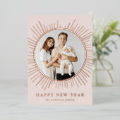 クリーム日が差すことハッピーニューイヤー写真 箔シーズンカード (立ち正面)