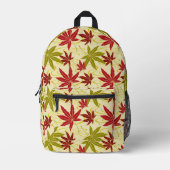 クリーム日本ののカエデ模様 プリントバックパック (正面)
