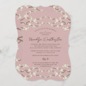 クリーム桜さくらんぼフローズピンクブライダルシャワー 招待状 (正面/裏面)