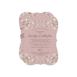 クリーム桜さくらんぼフローズピンクブライダルシャワー 招待状