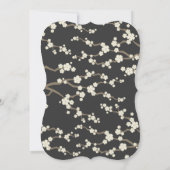 クリーム桜さくらんぼ花グレーアジア結婚ズ 招待状 (裏面)