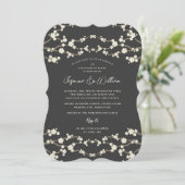 クリーム桜さくらんぼ花グレーアジア結婚ズ 招待状 (スタンド正面)