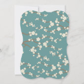 クリーム桜さくらんぼ花ティール(緑がかった色)アジ結婚アン 招待状 (裏面)