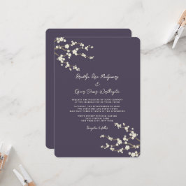 クリーム桜さくらんぼ花パープルアジア結婚ズ 招待状