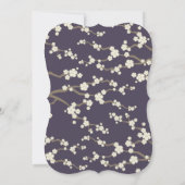 クリーム桜さくらんぼ花パープルアジア結婚ズ 招待状 (裏面)