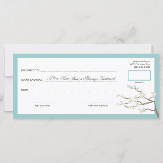 クリーム桜さくらんぼ花咲きギフト証明書 (裏面)