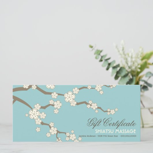 クリーム桜さくらんぼ花咲きギフト証明書 (スタンド正面)