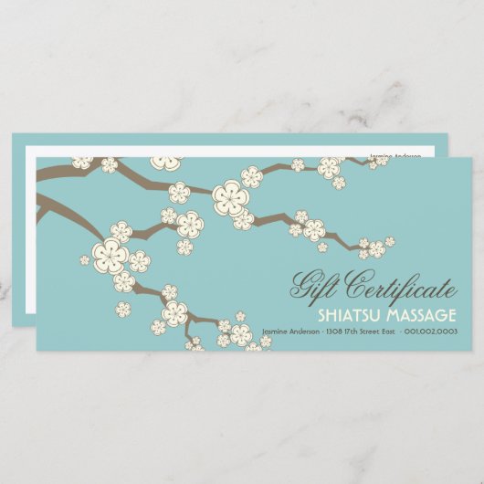 クリーム桜さくらんぼ花咲きギフト証明書 (正面/裏面)