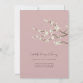 クリーム桜さくらんぼ花咲きピンクアジア結婚ズ 招待状 (裏面)