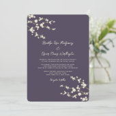 クリーム桜の花 紫 アジアのウェディング 招待状 (スタンド正面)
