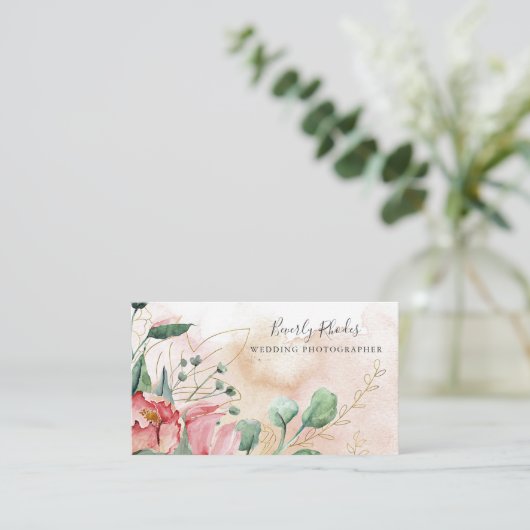 クリーム水彩バラ 名刺 (スタンド正面)