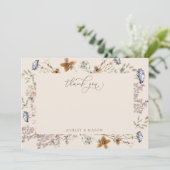 クリーム水彩ワイルドフラワーカリグラフィー サンキューカード (スタンド正面)