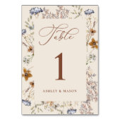 クリーム水彩ワイルドフラワーカリグラフィー テーブルナンバー (裏面)