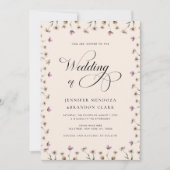 クリーム水彩ワイルドフラワー書結婚道 招待状 (正面)