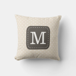 クリーム水玉模様パターカスタムンとモノグラム クッション