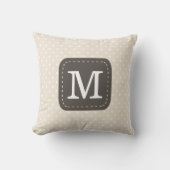 クリーム水玉模様パターカスタムンとモノグラム クッション (正面)