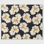 クリーム水色牡丹フラワーデザイン ラッピングペーパー (フラット)