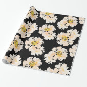 クリーム水色牡丹フラワーデザイン ラッピングペーパー (アンロールド)