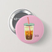 クリーム泡入りキャラメルアイスコーヒー 缶バッジ (正面&裏面)