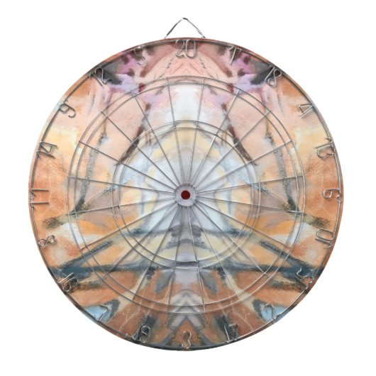 クリーム灰色の茶色の黄色のオレンジ色の抽象芸術水色 ダーツボード (正面)