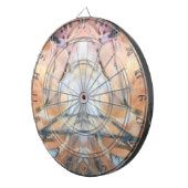 クリーム灰色の茶色の黄色のオレンジ色の抽象芸術水色 ダーツボード (正面右)