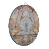 クリーム灰色の茶色の黄色のオレンジ色の抽象芸術水色 ダーツボード (正面左)