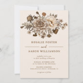 クリーム焦げオレンジエレガント秋ボホ結婚ズ 招待状 (正面)