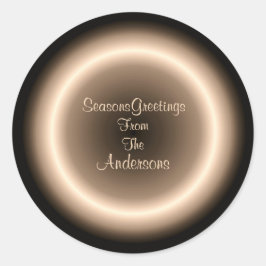 クリーム照明付きサークルシール付きブラウンクリスマス ラウンドシール