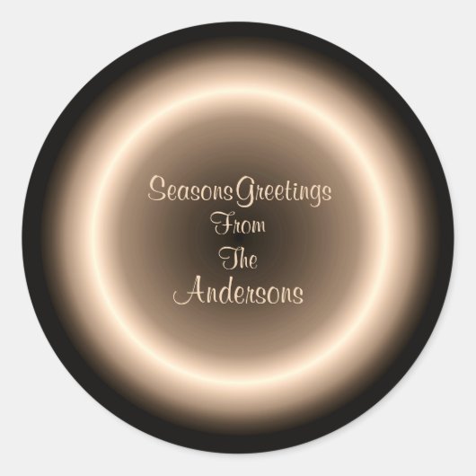 クリーム照明付きサークルシール付きブラウンクリスマス ラウンドシール (正面)