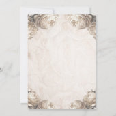 クリーム牡丹の花素朴ヴィンテージ結婚ズ 招待状 (裏面)