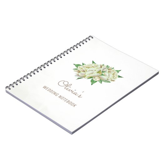 クリーム牡丹の花結婚の計画ノート ノートブック (左側)