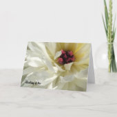 クリーム状の白い牡丹の花の共感カード カード (正面)