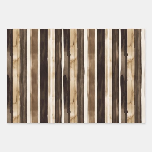 クリーム状ブラウンチョコレートカウトプリント動物誕生日 ラッピングペーパーシート (正面3)