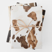 クリーム状ブラウンチョコレートカウトプリント動物誕生日 ラッピングペーパーシート (インサイチュ)