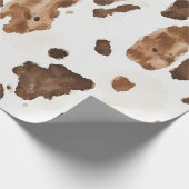 クリーム状ブラウンチョコレートカウトプリント動物誕生日 ラッピングペーパー (角)