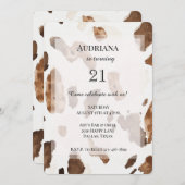 クリーム状ブラウンチョコレートカウトプリント動物誕生日 招待状 (正面/裏面)