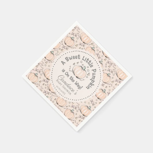 クリーム男女兼用リトルカボチャ赤ちゃんシャワー スタンダードカクテルナプキン (角)